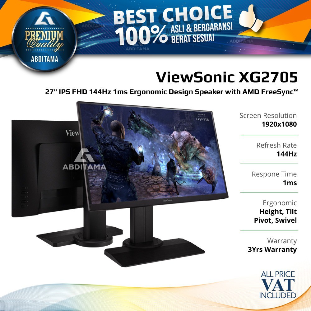 Monitor LED Gaming Viewsonic XG2705 27'' 1920x1080 144Hz Freesync