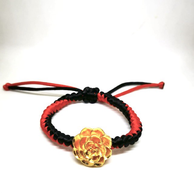 Gelang rajut bulat merah itam
