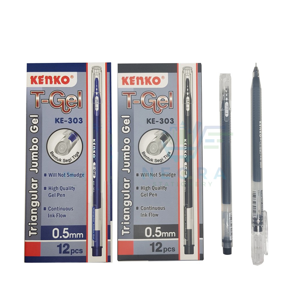 

Kenko T Gel Triangular Jumbo Gel Pen KE 303 (Warna Hitam/Biru)