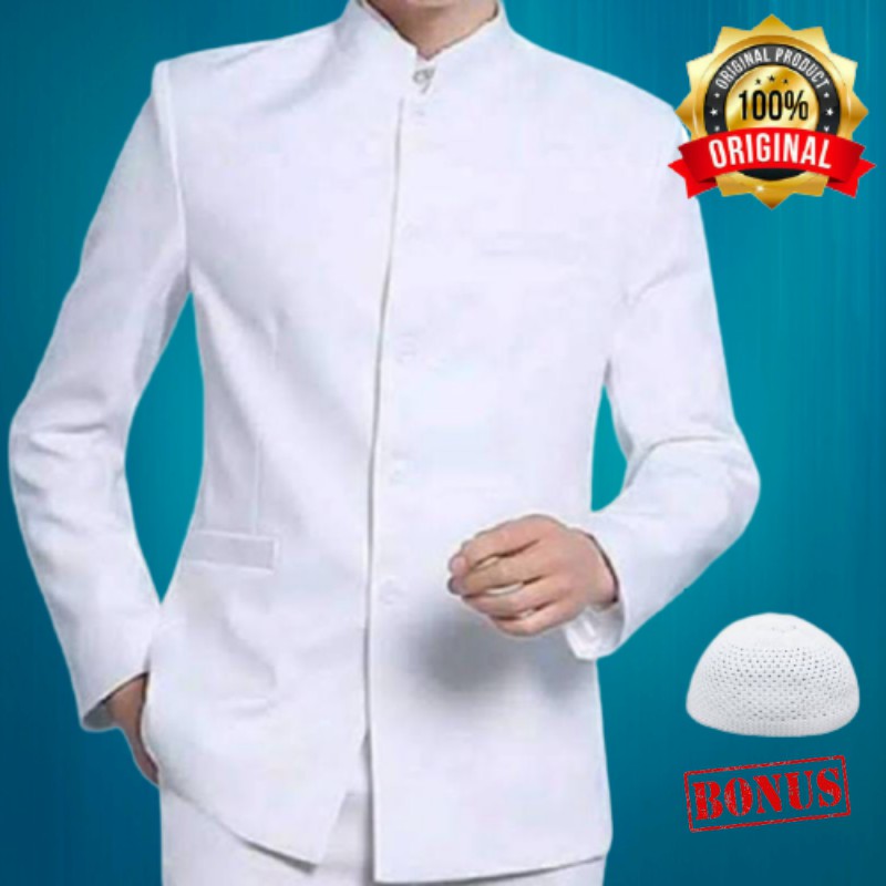 Jas Mandarin Wool Putih Terbaru / Jas Putih Murah