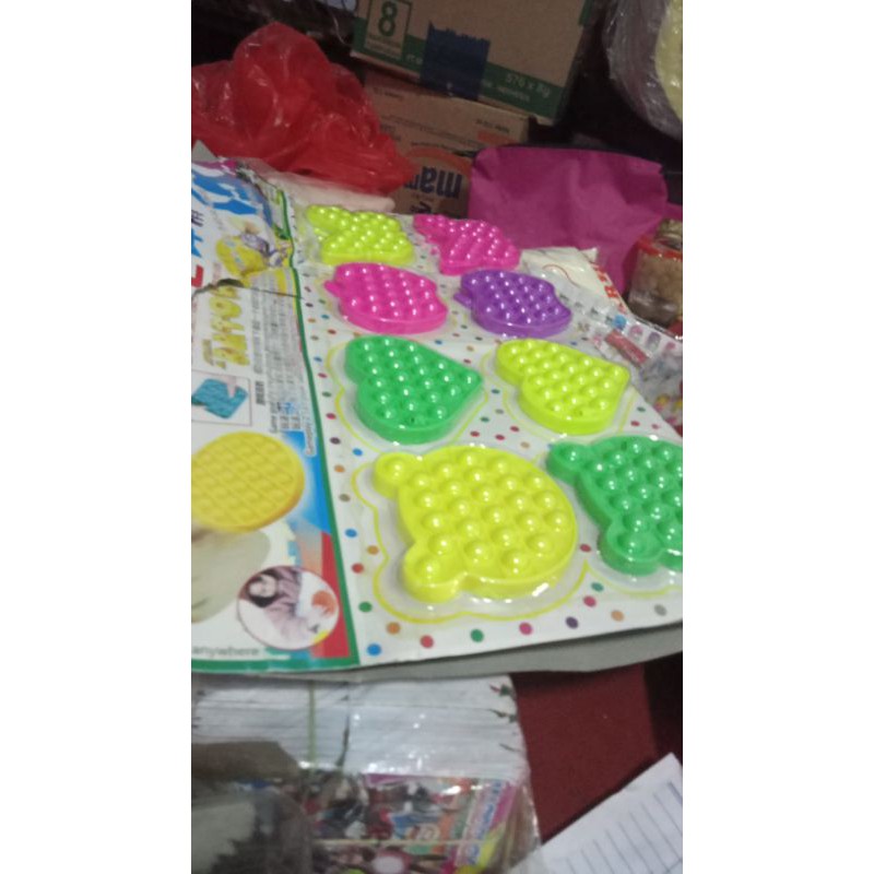 [Himart]Mainan Squishy Bubble Pop It Bahan Silikon Warna Pelangi Untuk Penghilang Stress-Mini polos random9cm