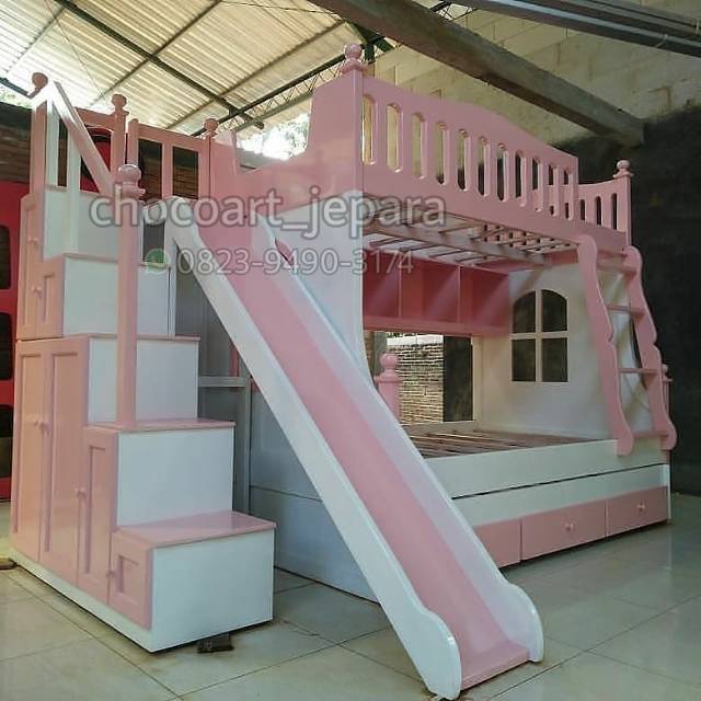 Dipan tingkat / dipan anak Dipan tingkat perosotan kayu