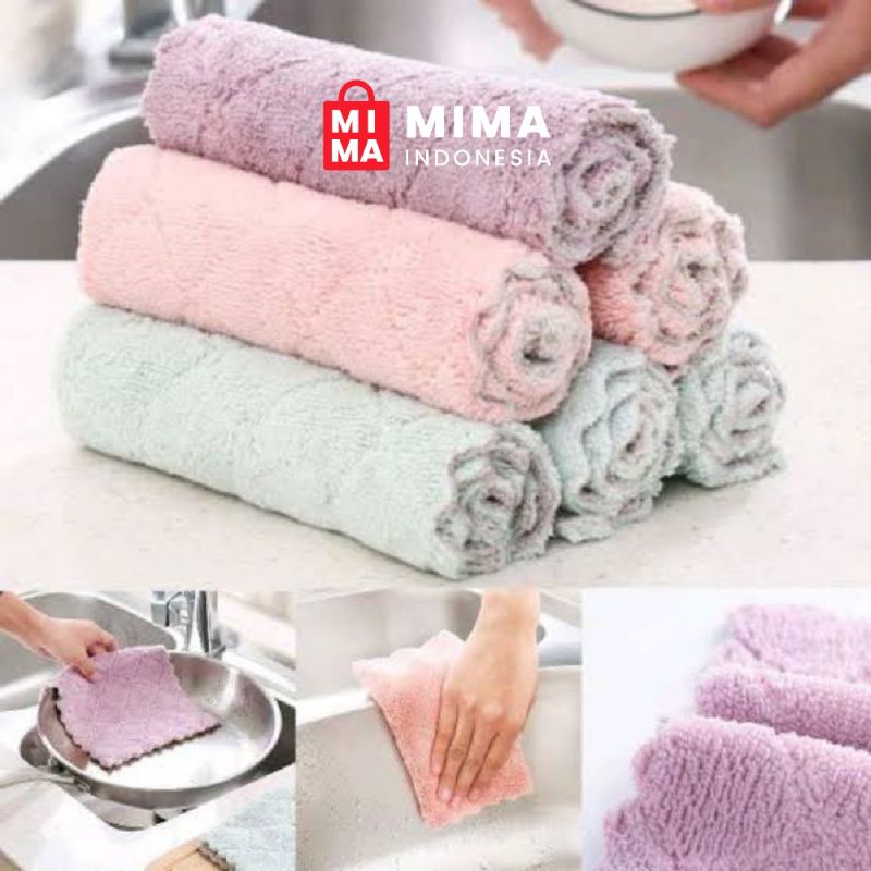 MIMA H06 Kain Lap Bahan Microfiber Daya Serap Tinggi Menyerap Air Serbet Debu Cuci Piring Gelas Dapu