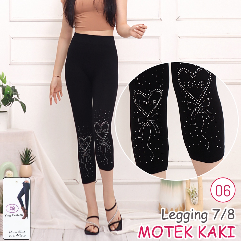 Legging Motek Kaki PENDEK / Motek Pendek / Legging pendek wanita / legging import / legging fashion / legging motek kaki wanita / legging hitam / legging wanita / ying fashion