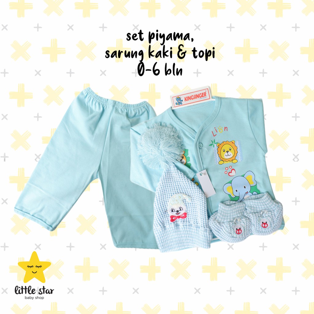 Set Piyama Topi Sarung Tangan Anak Bayi | Baju Tidur Anak Bayi Cewek Cowok