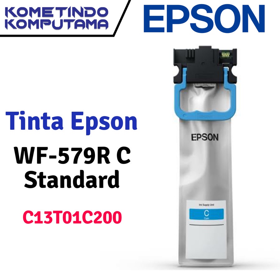 T01C Cyan STANDARD Tinta Epson Biru WorkForce Pro WF-C579R 100% ORIGINAL C13T01C200