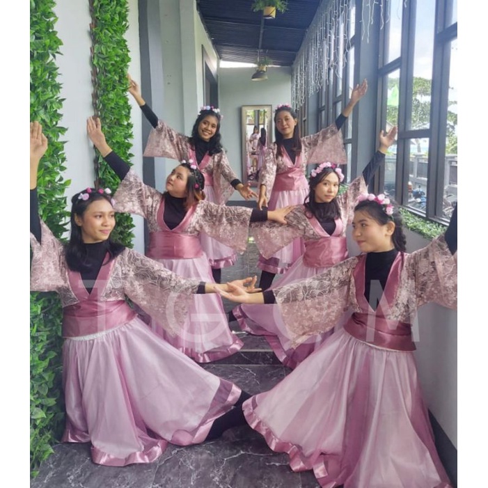 Baju Tamborin Kimono Brokat dan Rok Tutu