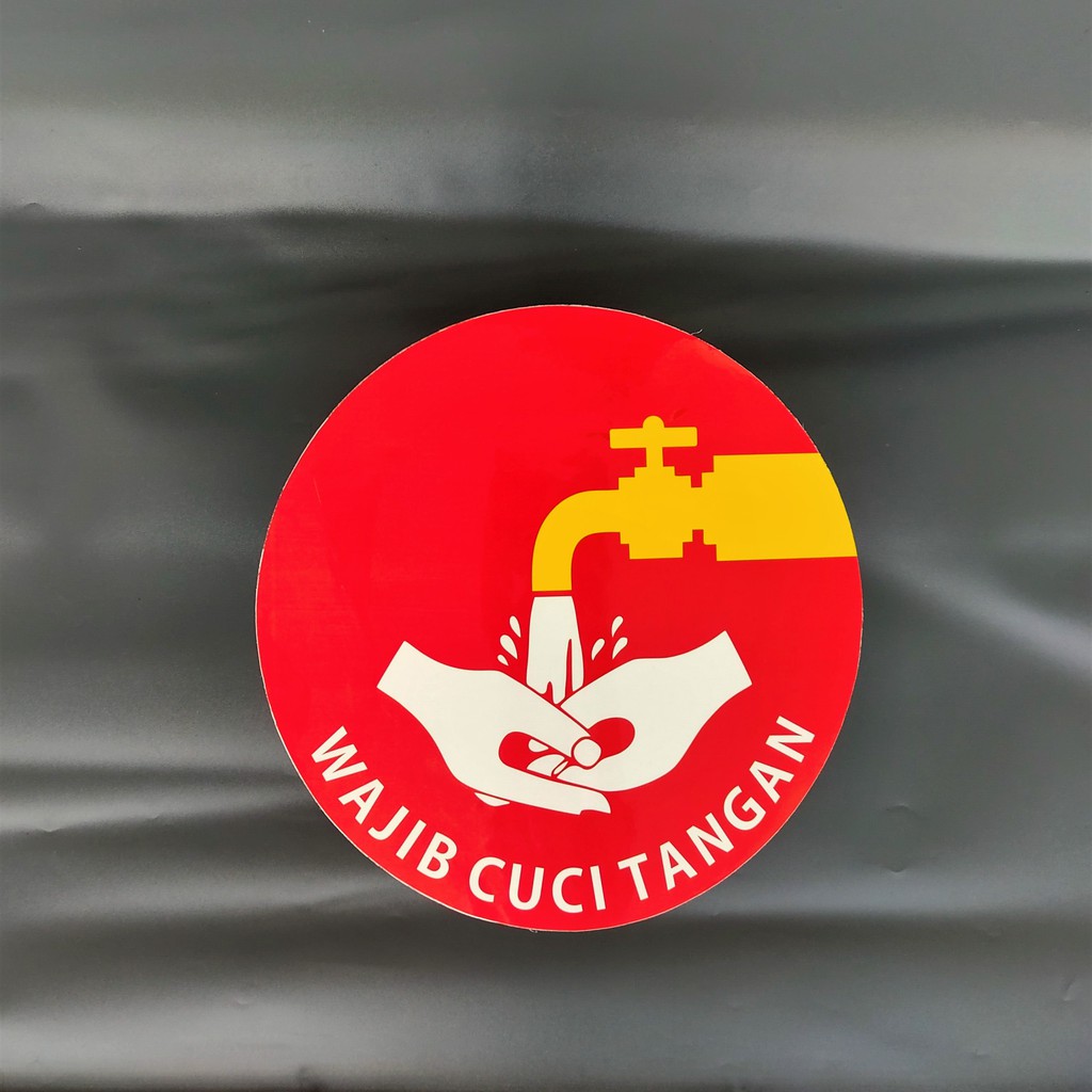 

Stiker Wajib Cuci Tangan, Stiker Vinyl LAMINASI GLOSSY