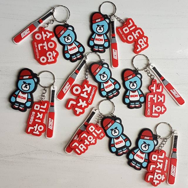 ikon krunk lightstick keychain rubber kpop members isi 3 item keyring gantungan kunci kpop