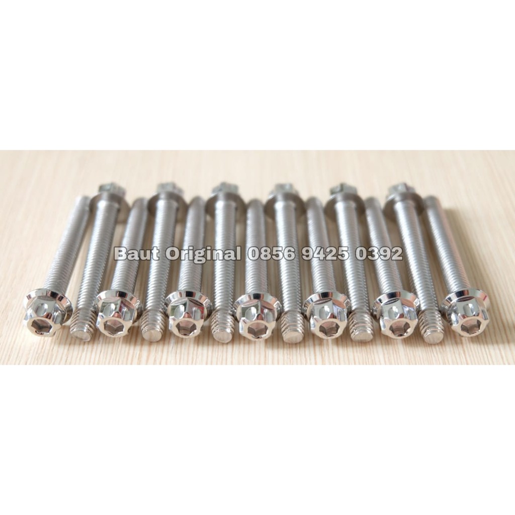 baut probolt gs1 6x50 mm stainless new model drat 10 panjang 5 cm ukuran 10 gear 2 kunci belimbing heng
