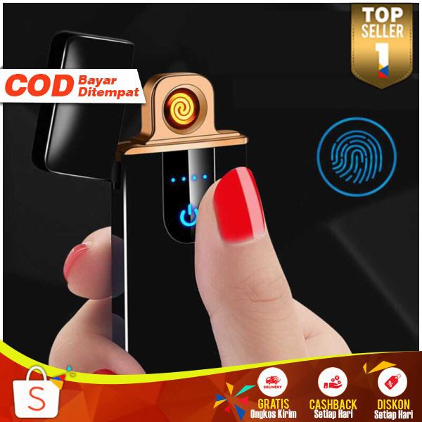 Taffware AE17 Korek Api Elektrik Fingerprint Sensor LED Korek Electric Murah Tanpa Bahan Bakar