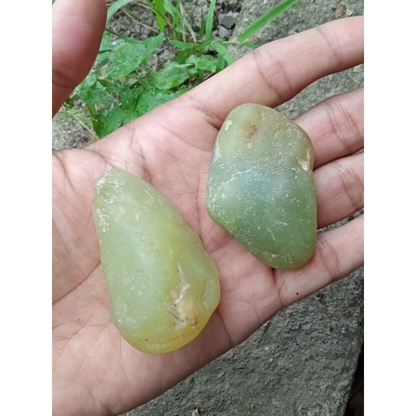 ✅ 2 pcs GIOK AIR ACEH / NEON ACEH ( Rough / Bahan Batu Akik Natural - bukan bacan fire opal kalimaya