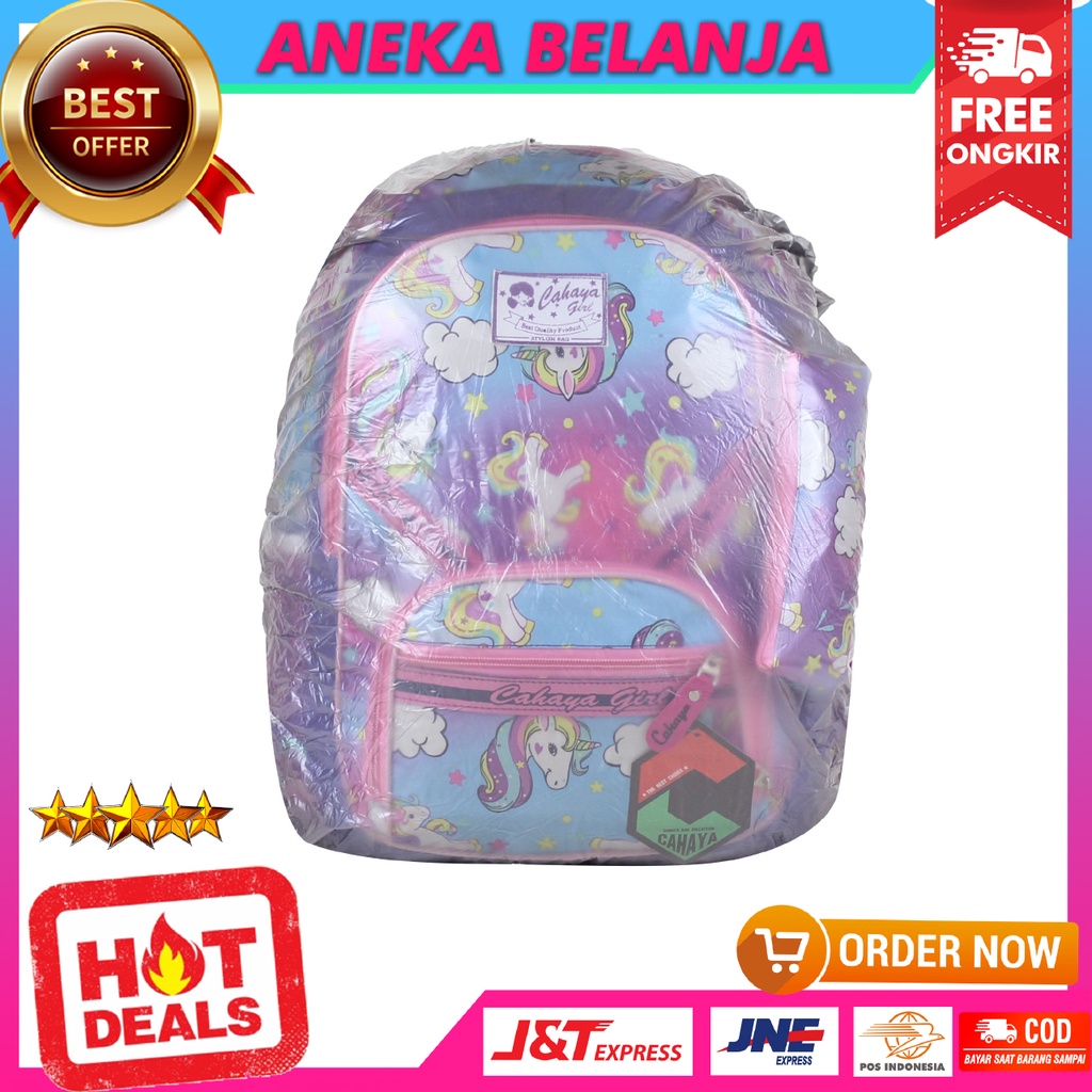 Ready Stock Tas Ransel Fashionable Anak Cewek Cahaya Girl Unicorn Ungu Lucu Imut Tas Ransel Import Anak Perempuan Anak TK SD SMP Bagus Keren Free Raincover Multifungsi Backpack Anak Cewe Stylish Kece Hangout TPQ TPA Temurah Terlaris Berkualitas