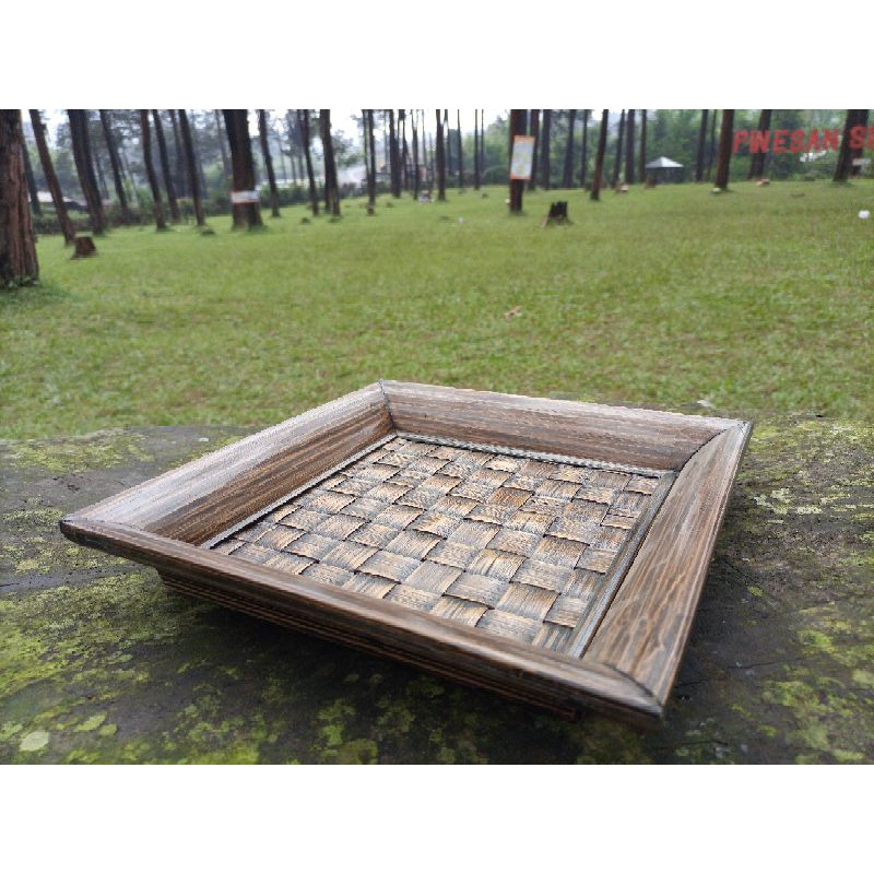 Nampan bambu anyam rotan unik