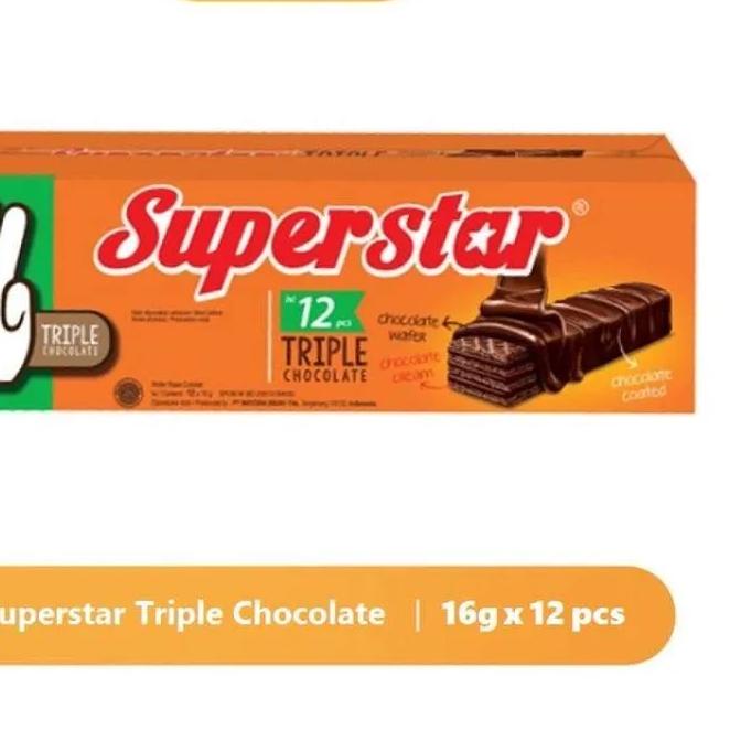 

♖ Wafer Superstar Triple Chocolate Coklat [16 g/ 12 pcs/Box] termurah se indonesia