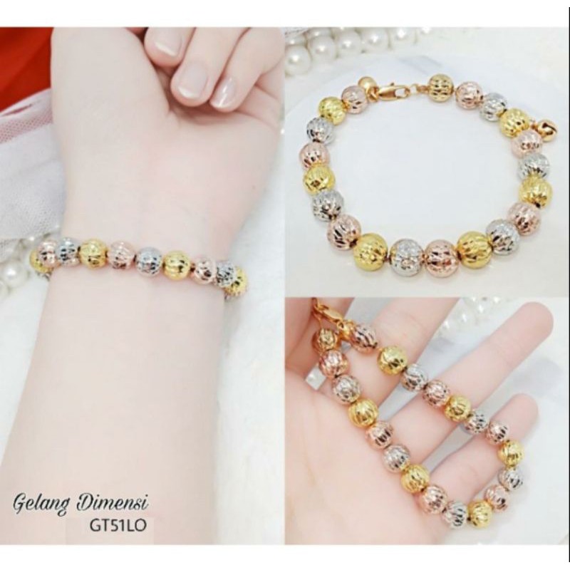 Gelang  emas 24k xuping bola kristal emas perak nd007