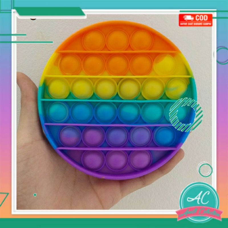 Pop it fidget rainbow pelangi kualitas premium mainan edukasi anak bubble tekan