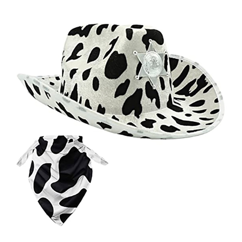 Topi Koboi Motif Print Sapi Untuk Unisex