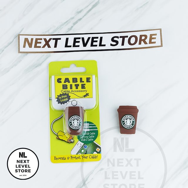 Starbucks Brown White Cable Bite Beverages Minuman Pelindung Kabel