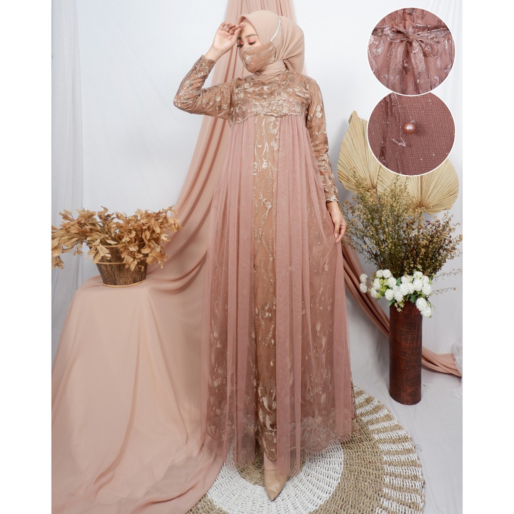 Gamis Dress Pesta Kondangan Wisuda Safira Brukat Mewah Berkualitas Premium Termurah By Laquse_kebaya2