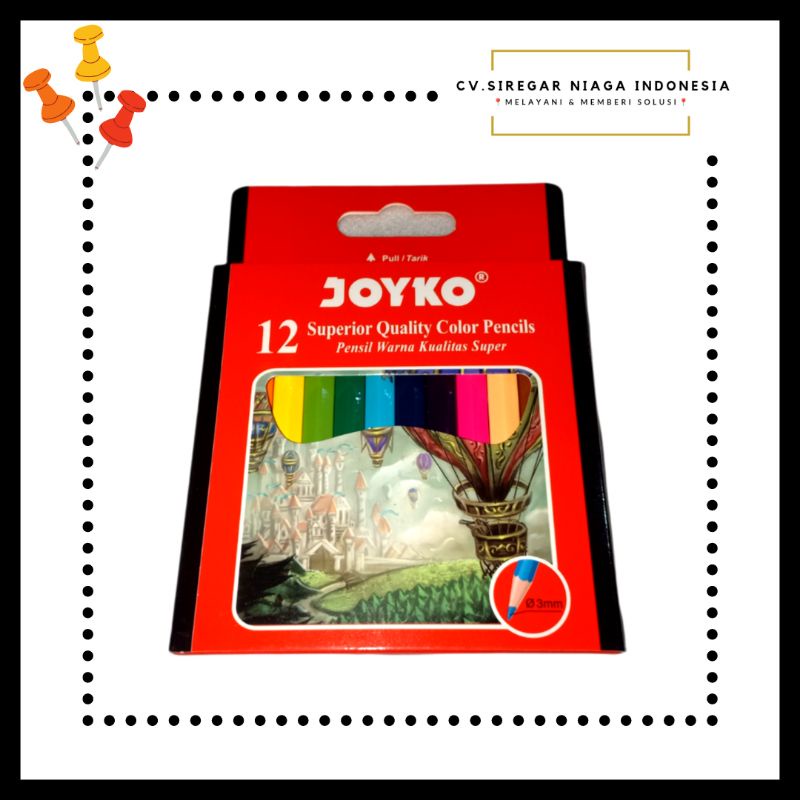 

Pensil Warna / Colour Pencil / Pulas Menggambar Anak 1 Set Isi 12 Warna Joyko Ukuran Pendek ORI Murah Berkualitas