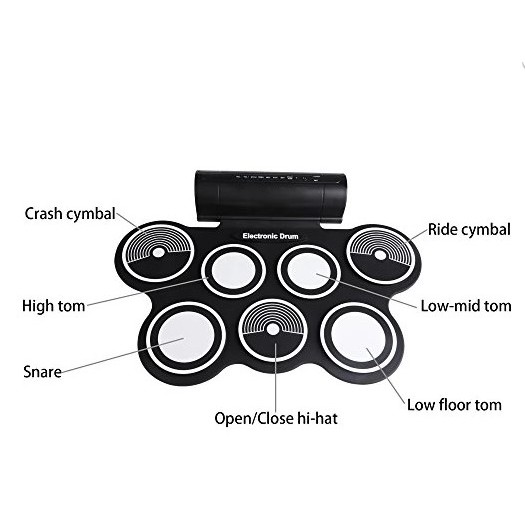 Portable Roll Up Drum Pad Set Kit with Built-in Speaker (No CD) good