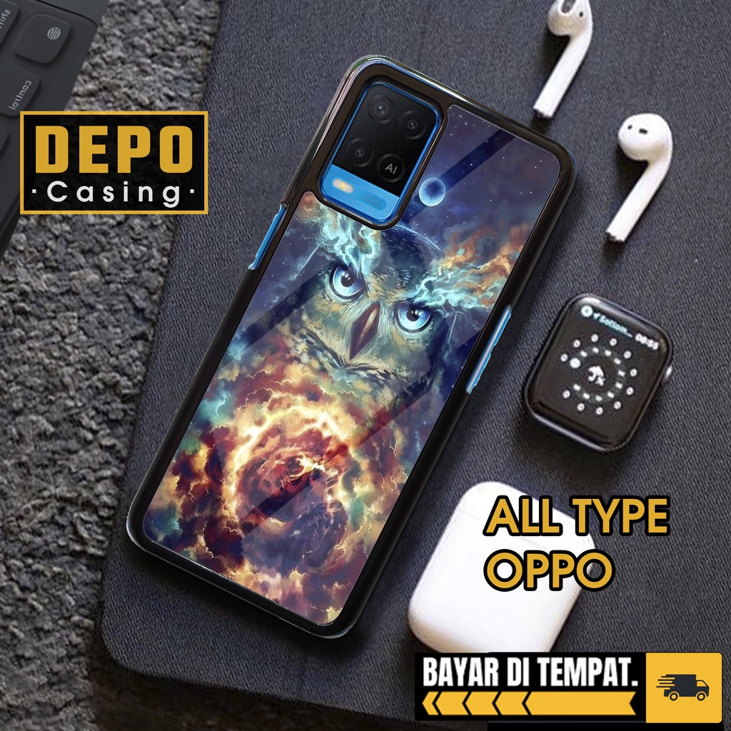Case Oppo A54 Case Hp Oppo A54 Premium Glossy Depo  Casing [OWL] Casing Hp Oppo A54 Aesthetic Kesing