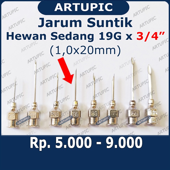 Jarum Suntik Hewan Sedang 19G x 3/4 inch Vaksin Ternak Kambing Domba Anjing Kucing Vet Needle Stainless Steel