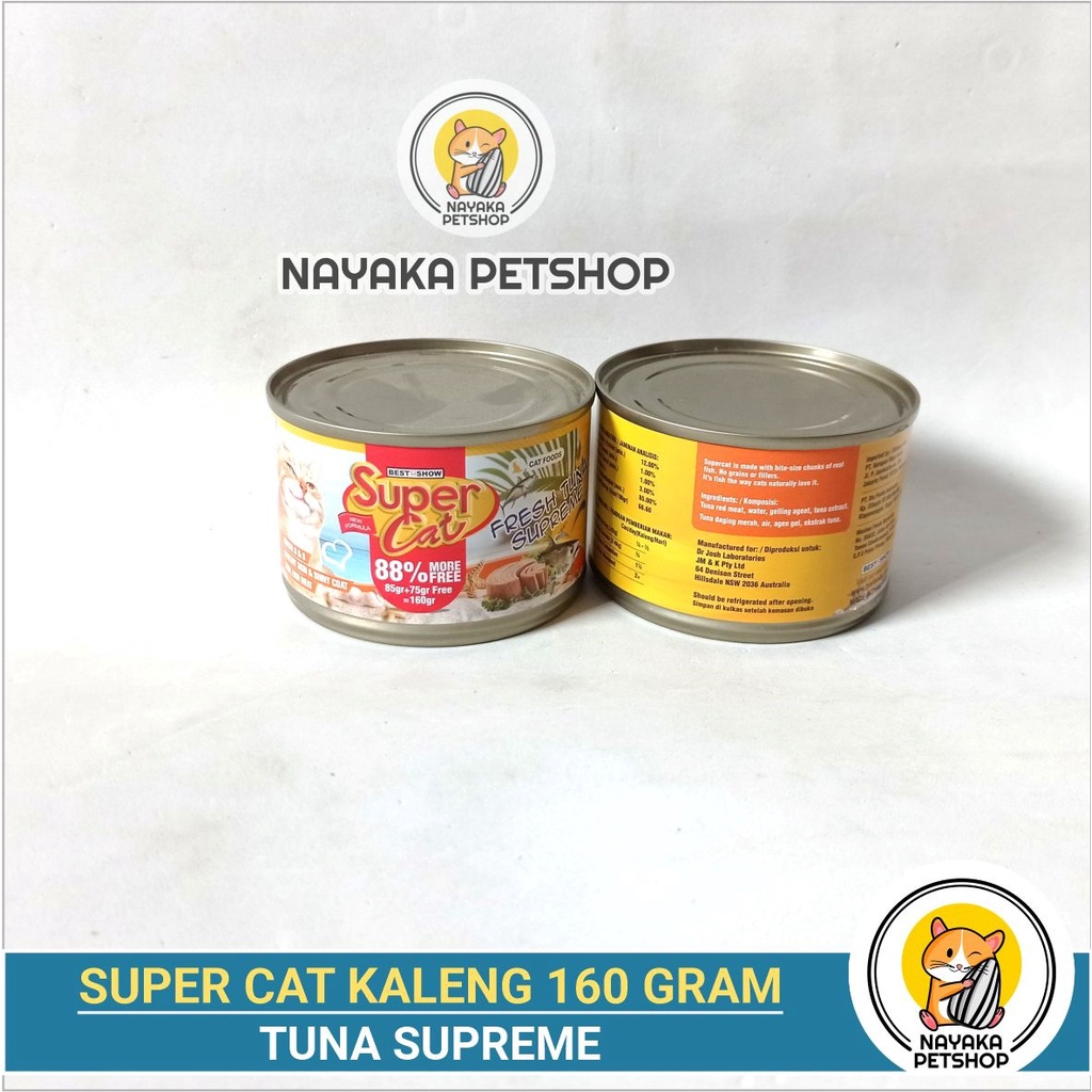 Supercat Kaleng 160 gr Fresh Tuna Supreme Makanan Kucing Basah Pakan Wet Food Super Cat