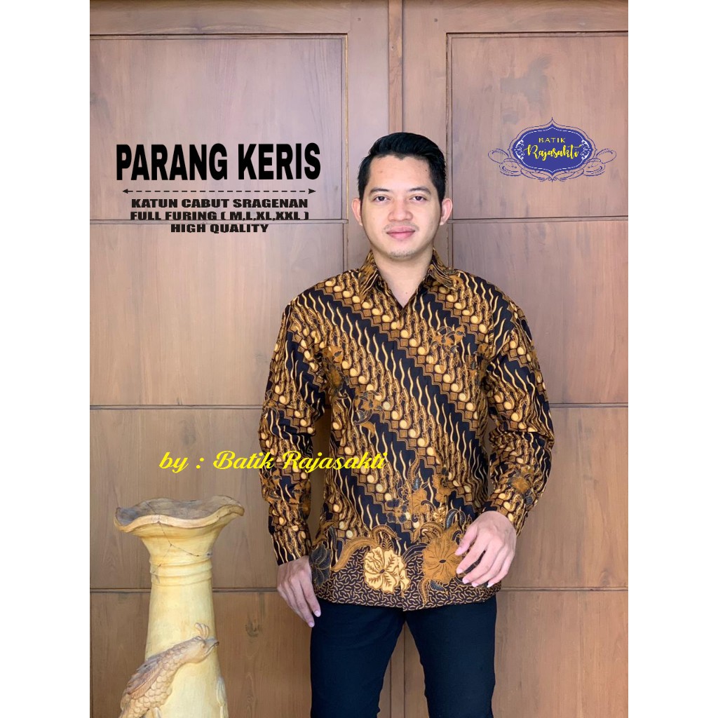 PARANG KERIS Kemeja Batik Pria Lengan Panjang Katun Halus FULL FURING Rajasakti