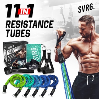 Resistance Band / Resistance Tubes 11 in 1 by The Republic of Svarga  | 5 Strength Levels