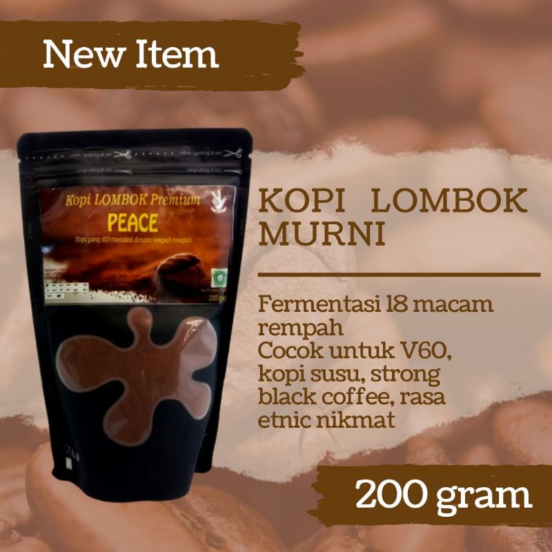 

Kopi Bubuk Hitam Robusta Murni , Fermentasi Rempah Lombok 200 gr.