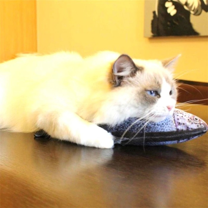 Boneka Ikan Cat Catnip Mainan Kucing Cat Favor 30cm - DARK BLUE