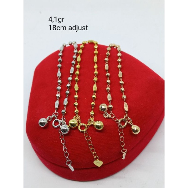 gelang tangan perak asli lapis emas/gelang kapsul bola ukir +2bel/gelang asli silver 925/gelang fashion wanita