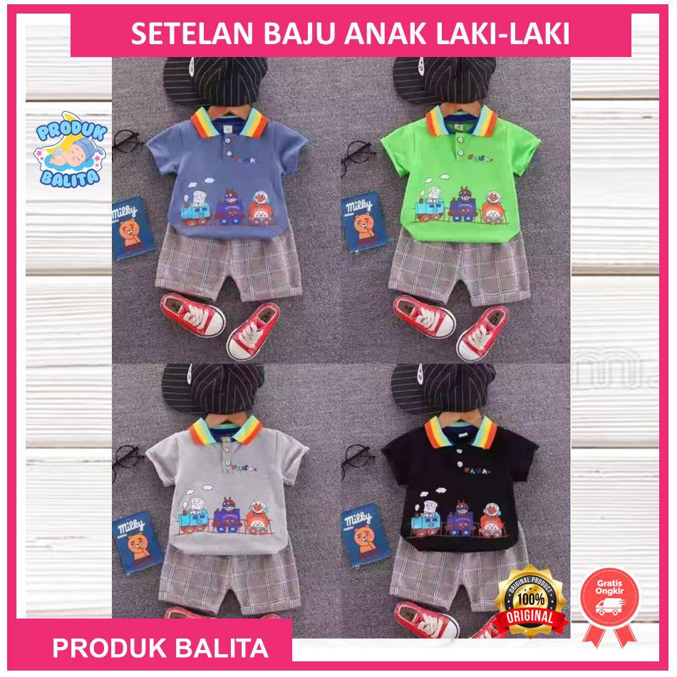 Set Baju Anak Laki-laki Setelan Kaos Anak Cowok Import Murah Berkualitas