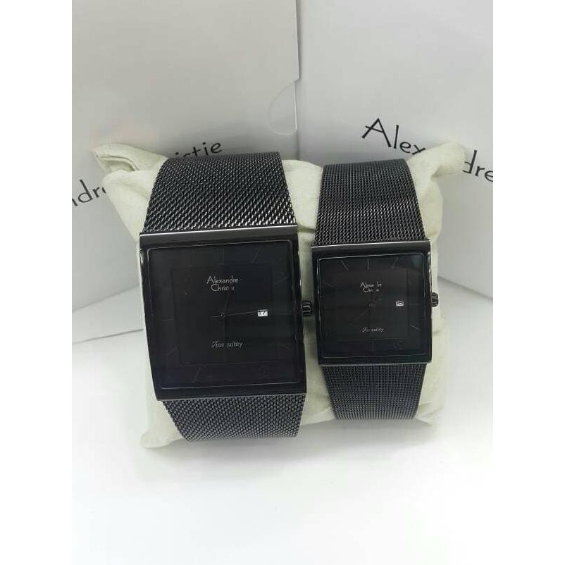 Super Sale TERLARIS JAM TANGAN COUPLE ALEXANDRE CHRISTIE AC 8333 FULL BLACK Ready Stock