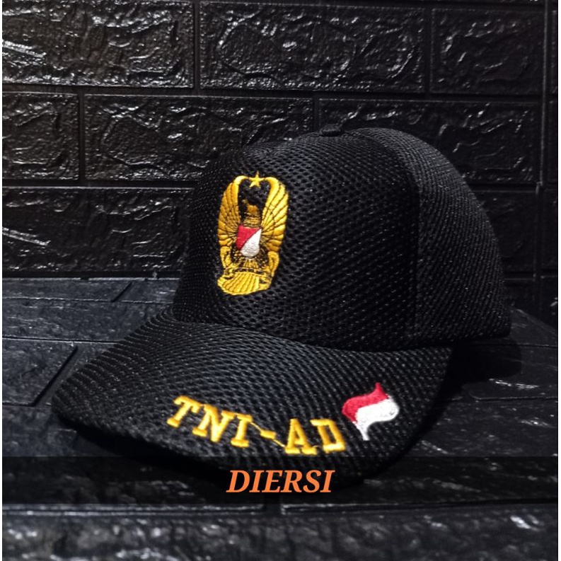 DIERSI STORE TOPI DOUBLE MESH BORDIR TNI ANGKATAN DARAT /TOPI BORDIR TNI AD/TOPI TENTARA INDONESIA