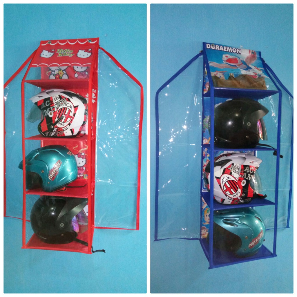  Rak  Helm  Karakter Murah 4 susun Full Triplek Hanging 