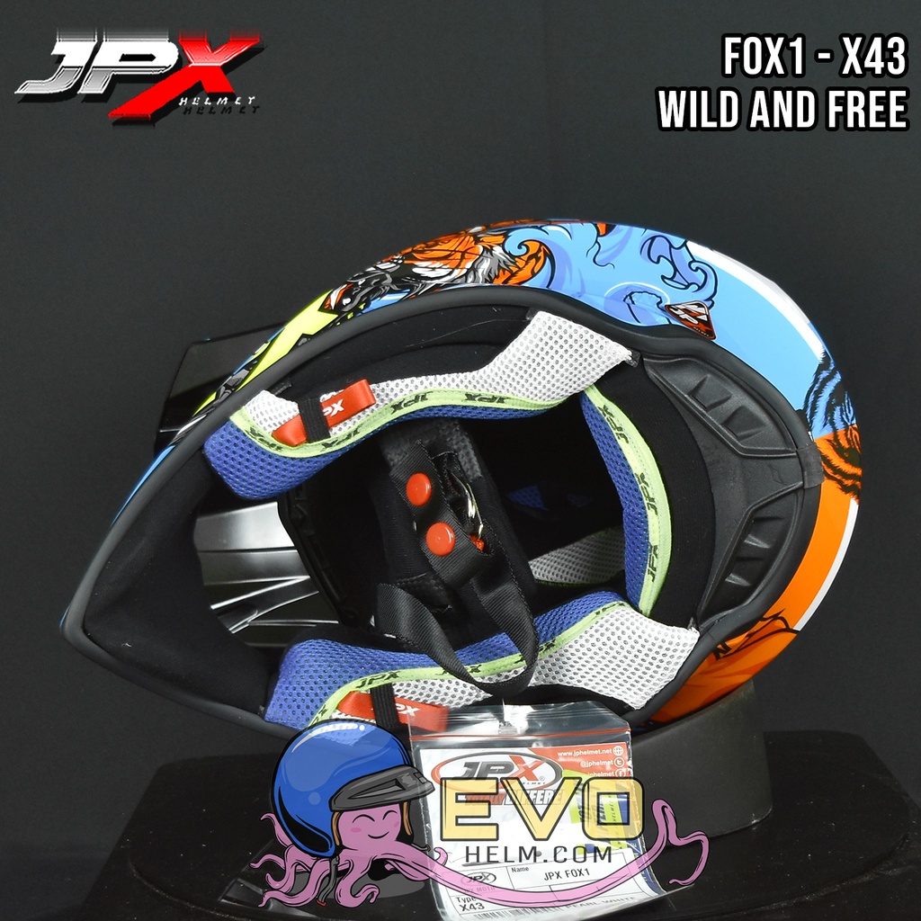 HELM JPX X43 WHITE CROSS_FOX1 + GOOGLE SNAIL ORI - (ONGKIR 2 KG) HELM JPX X43 WILD AND FREE HELM CROSS