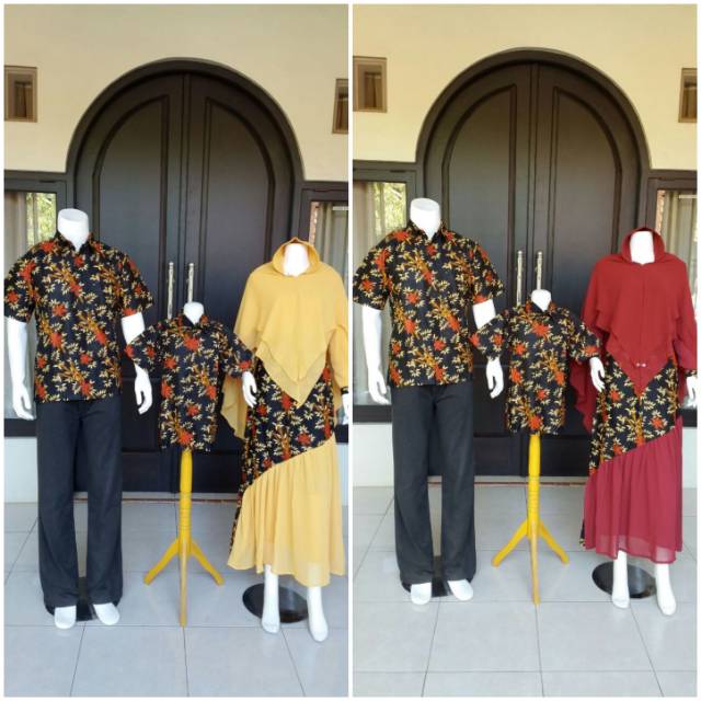 Couple family batik syari khimar sarimbit keluarga