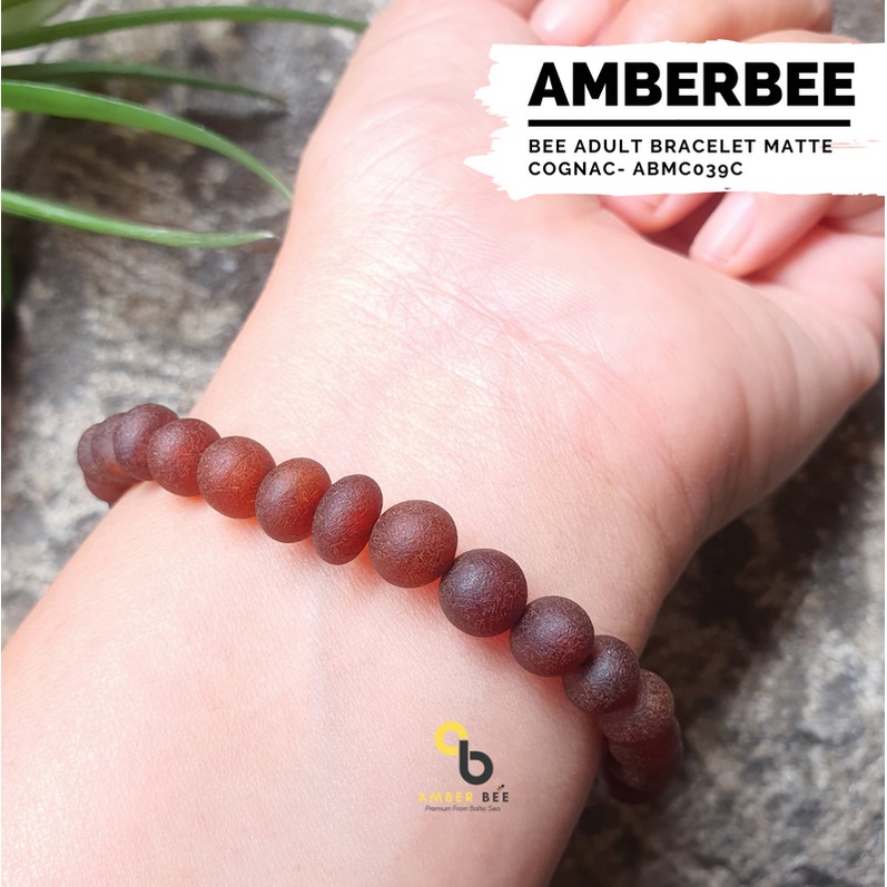 Gelang Amber Dewasa Premium Baltic Dark Color BGMC039 Stretchy By Amber Bee