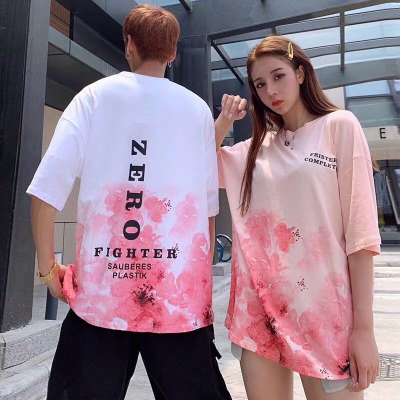  Kaos  T shirt Pasangan Motif  Bunga  Sakura Bahan  Katun 2 