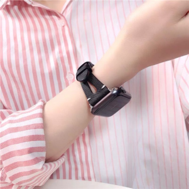 Tali jam tangan kulit 22mm Strap fashion apple watch series 4 5 6 7 45mm 41mm iwo 44mm 42mm iwatch wanita leather