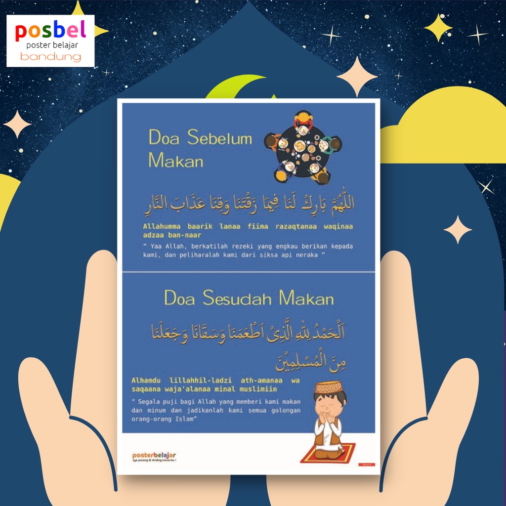 Poster Anak Belajar Doa Sebelum Sesudah Makan POSBEL Balita Paud TK SD Tipe 01