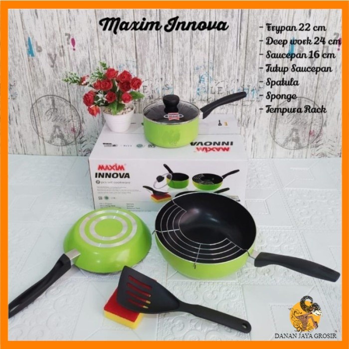 Maxim INNOVA 7pcs Set Wajan Frypan Wok Cookware Set Panci Set Teflon