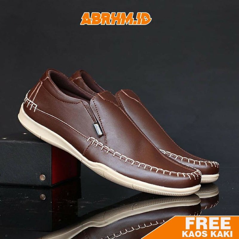 ABRHM X DIVOC Sepatu Formal Pria Sepatu Casual Kulit Asli Sepatu Pria Casual Slop Anti Slip Sepatu Kasual Oxford Kerja Kantor Kuliah Kondangan Gaya Keren Kekinian Original Murah Terlaris