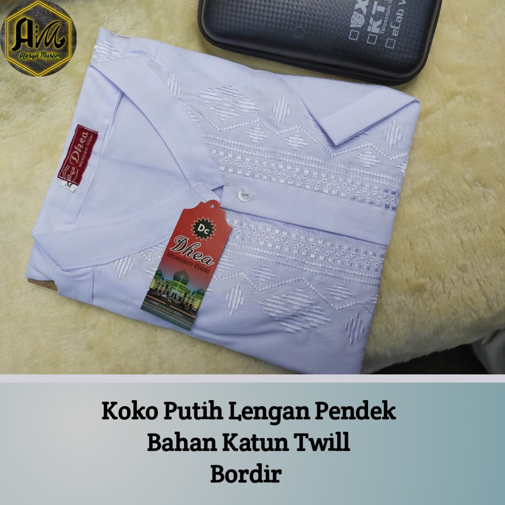 Baju Koko Bordir Putih Katun Twill Lembut/Harga Grosir/Best Seller/Bisa Bayar Di Tempat