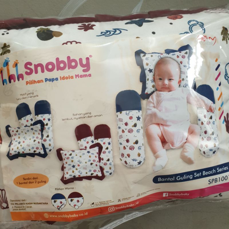 Snobby Bantal Guling Bayi Set 3 in1 (1 Bantal + 2 Guling) Snobby | Bantal Guling Baby Beach Twiza Bearly Series BG