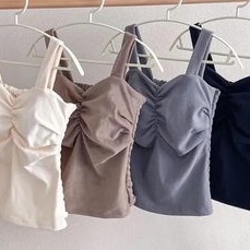 KINDS STORE ❤️ | Tanktop Thick Strap Kerut Crop Top Cup Bra Tali Bisa di Adjust