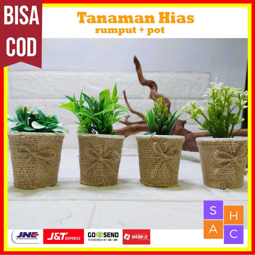 Rumput Sintetis Artificial Grass Pot  Burlap Kecil  Pajangan 